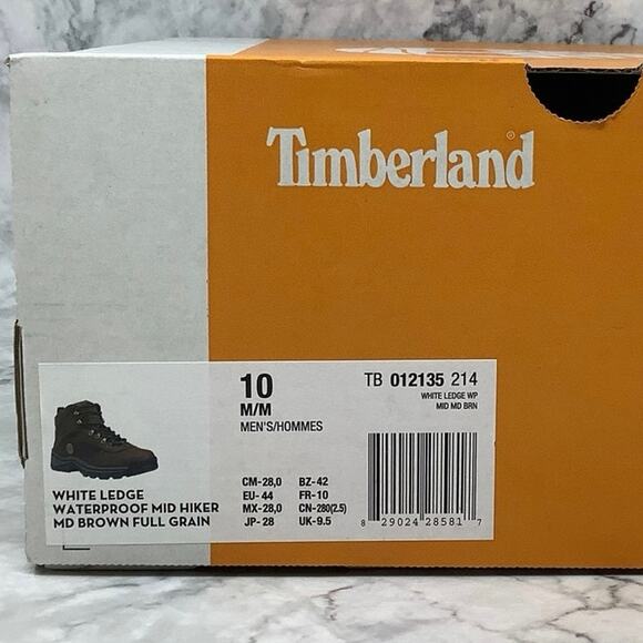 Timberland 10M Brown Full Grain White Ledge Waterproof Mid Hiker Boots P1-24 - Picture 8 of 9
